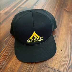 Aspen Heliskiing Black Cap with Yellow Logo